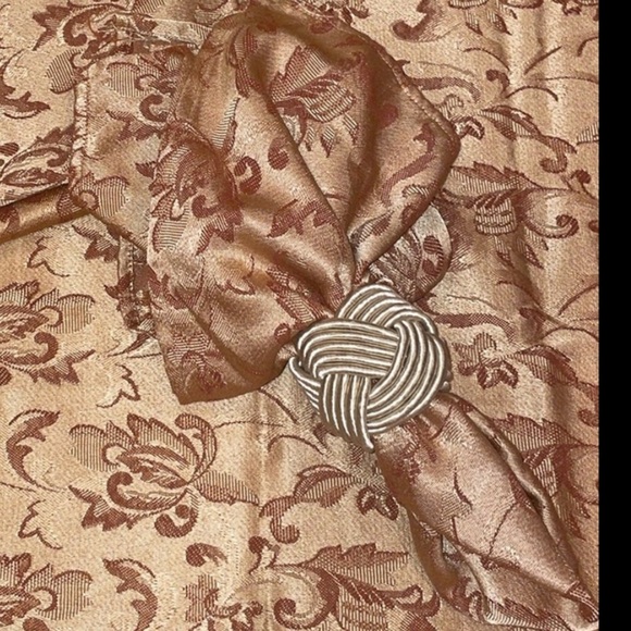 Elegant Damask Jacquard Set/4 18” Napkins Gold Terra Cotta Copper Heavyweight - Picture 4 of 4